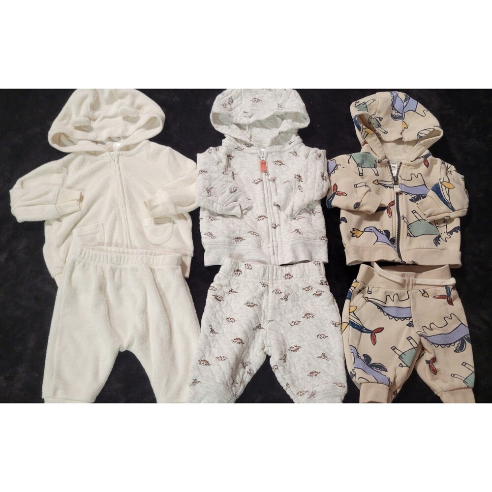 Lot Of Baby Boys Carter's 3 Month 2 Piece Sets Hooded